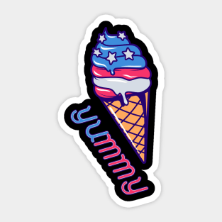 Patriotic Ice Cream Yummy USA Sticker